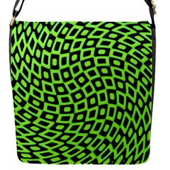 Abstract Black And Green Checkered Pattern Flap Closure Messenger Bag (s) by SpinnyChairDesigns