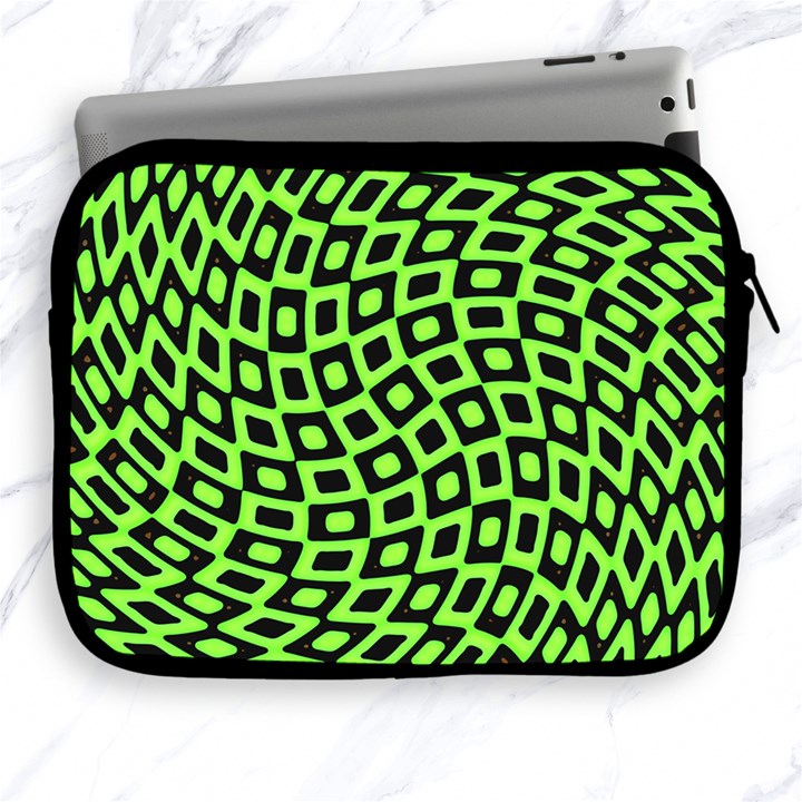 Abstract Black and Green Checkered Pattern Apple iPad 2/3/4 Zipper Cases