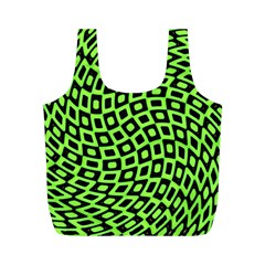 Abstract Black And Green Checkered Pattern Full Print Recycle Bag (m) by SpinnyChairDesigns