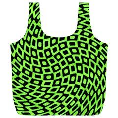 Abstract Black And Green Checkered Pattern Full Print Recycle Bag (xl) by SpinnyChairDesigns