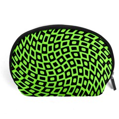 Abstract Black And Green Checkered Pattern Accessory Pouch (large) by SpinnyChairDesigns