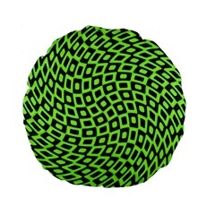 Abstract Black And Green Checkered Pattern Standard 15  Premium Flano Round Cushions by SpinnyChairDesigns