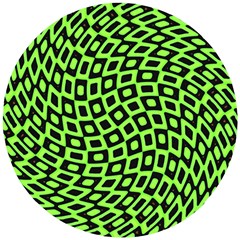 Abstract Black And Green Checkered Pattern Wooden Puzzle Round by SpinnyChairDesigns