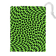 Abstract Black And Green Checkered Pattern Drawstring Pouch (4xl) by SpinnyChairDesigns