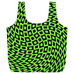 Abstract Black And Green Checkered Pattern Full Print Recycle Bag (xxl) by SpinnyChairDesigns