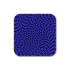 Abstract Black And Purple Checkered Pattern Rubber Square Coaster (4 Pack)  by SpinnyChairDesigns