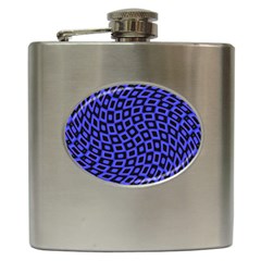 Abstract Black And Purple Checkered Pattern Hip Flask (6 Oz) by SpinnyChairDesigns