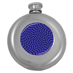 Abstract Black and Purple Checkered Pattern Round Hip Flask (5 oz)