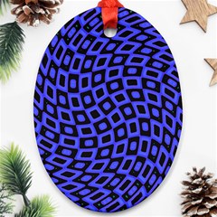 Abstract Black and Purple Checkered Pattern Oval Ornament (Two Sides)