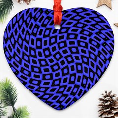 Abstract Black And Purple Checkered Pattern Heart Ornament (two Sides) by SpinnyChairDesigns