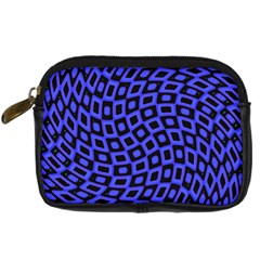 Abstract Black and Purple Checkered Pattern Digital Camera Leather Case