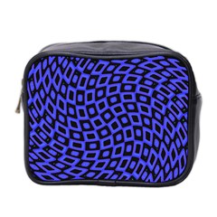 Abstract Black and Purple Checkered Pattern Mini Toiletries Bag (Two Sides)