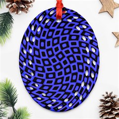 Abstract Black and Purple Checkered Pattern Oval Filigree Ornament (Two Sides)