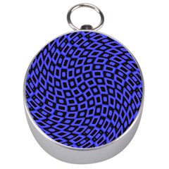 Abstract Black and Purple Checkered Pattern Silver Compasses