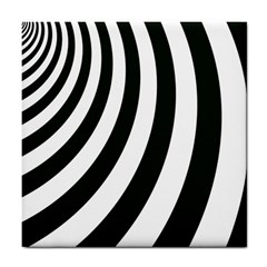 Black And White Zebra Stripes Pattern Tile Coaster by SpinnyChairDesigns