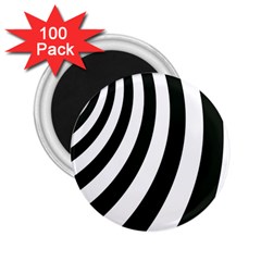 Black And White Zebra Stripes Pattern 2 25  Magnets (100 Pack)  by SpinnyChairDesigns