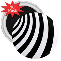 Black And White Zebra Stripes Pattern 3  Magnets (10 Pack)  by SpinnyChairDesigns