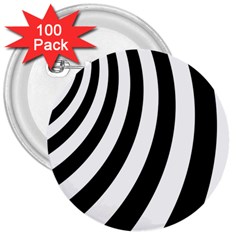 Black And White Zebra Stripes Pattern 3  Buttons (100 Pack) 