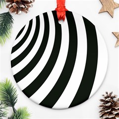 Black And White Zebra Stripes Pattern Round Ornament (two Sides) by SpinnyChairDesigns