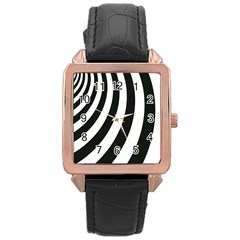 Black And White Zebra Stripes Pattern Rose Gold Leather Watch  by SpinnyChairDesigns