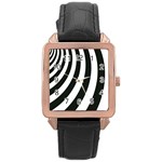 Black and White Zebra Stripes Pattern Rose Gold Leather Watch  Front