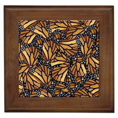 Monarch Butterfly Wings Pattern Framed Tile by SpinnyChairDesigns