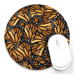 Monarch Butterfly Wings Pattern Round Mousepads by SpinnyChairDesigns