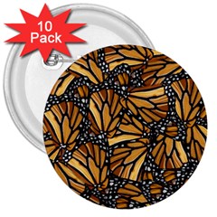 Monarch Butterfly Wings Pattern 3  Buttons (10 pack) 