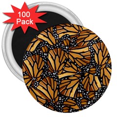 Monarch Butterfly Wings Pattern 3  Magnets (100 Pack) by SpinnyChairDesigns