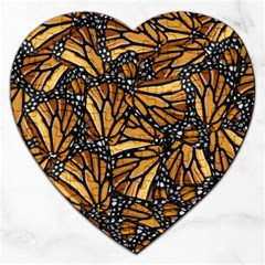 Monarch Butterfly Wings Pattern Jigsaw Puzzle (heart) by SpinnyChairDesigns