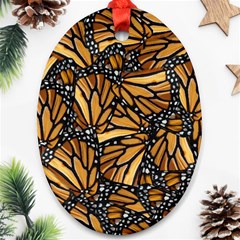 Monarch Butterfly Wings Pattern Oval Ornament (two Sides) by SpinnyChairDesigns