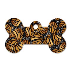 Monarch Butterfly Wings Pattern Dog Tag Bone (two Sides) by SpinnyChairDesigns