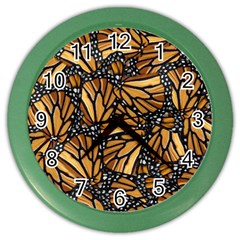 Monarch Butterfly Wings Pattern Color Wall Clock by SpinnyChairDesigns