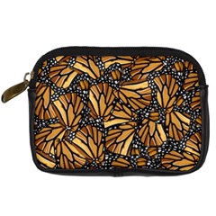 Monarch Butterfly Wings Pattern Digital Camera Leather Case by SpinnyChairDesigns