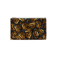 Monarch Butterfly Wings Pattern Cosmetic Bag (small) by SpinnyChairDesigns