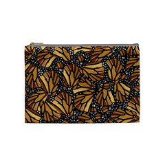 Monarch Butterfly Wings Pattern Cosmetic Bag (medium) by SpinnyChairDesigns