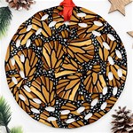 Monarch Butterfly Wings Pattern Round Filigree Ornament (Two Sides) Front