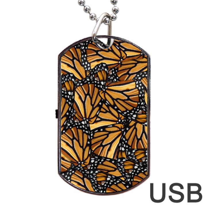 Monarch Butterfly Wings Pattern Dog Tag USB Flash (One Side)