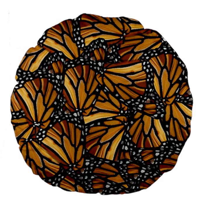 Monarch Butterfly Wings Pattern Large 18  Premium Round Cushions