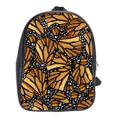 Monarch Butterfly Wings Pattern School Bag (xl) by SpinnyChairDesigns