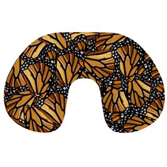 Monarch Butterfly Wings Pattern Travel Neck Pillow by SpinnyChairDesigns