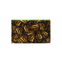 Monarch Butterfly Wings Pattern Cosmetic Bag (xs) by SpinnyChairDesigns