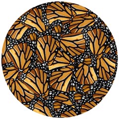 Monarch Butterfly Wings Pattern Wooden Puzzle Round by SpinnyChairDesigns