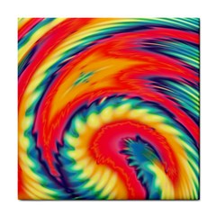 Colorful Dark Tie Dye Pattern Tile Coaster by SpinnyChairDesigns