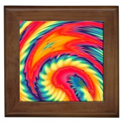 Colorful Dark Tie Dye Pattern Framed Tile by SpinnyChairDesigns