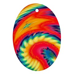 Colorful Dark Tie Dye Pattern Ornament (oval) by SpinnyChairDesigns