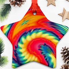 Colorful Dark Tie Dye Pattern Ornament (star) by SpinnyChairDesigns