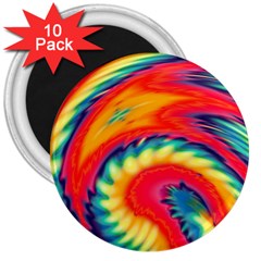 Colorful Dark Tie Dye Pattern 3  Magnets (10 Pack)  by SpinnyChairDesigns