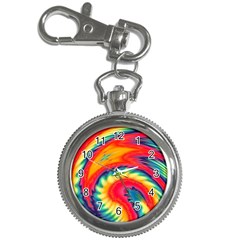 Colorful Dark Tie Dye Pattern Key Chain Watches by SpinnyChairDesigns