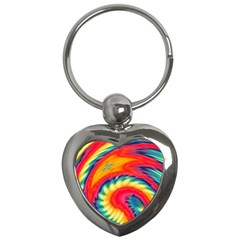 Colorful Dark Tie Dye Pattern Key Chain (heart) by SpinnyChairDesigns